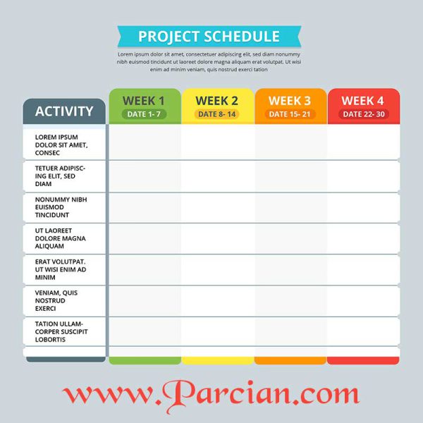 نمونه جدول برنامه ریزی هفتگی